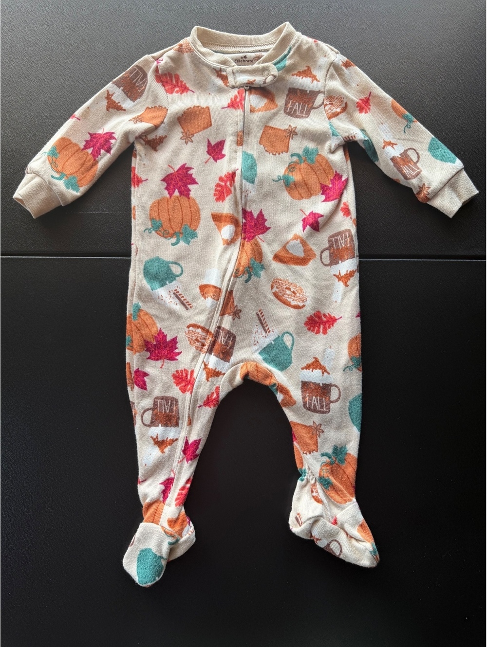 Way to Celebrate Baby Thanksgiving Footed Sleeper 3-6M Pumpkin Fall Pajamas